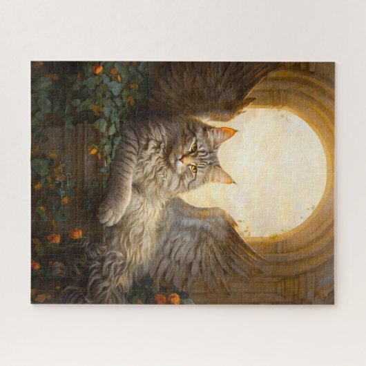 Majestic Brown Tabby with Wings in Golden Arcess Puzzle (Horizontal)