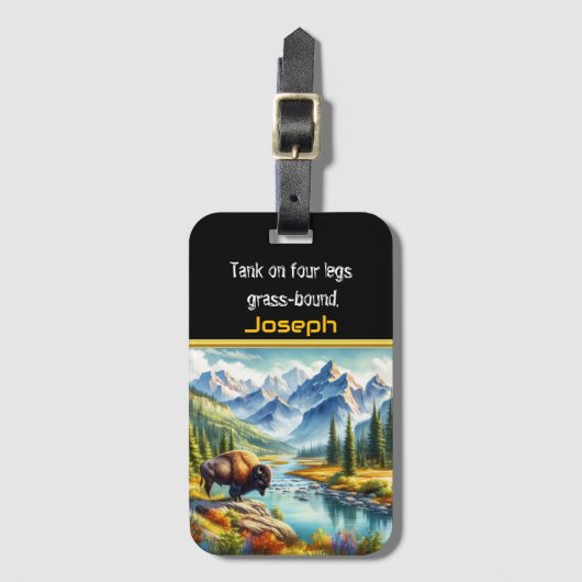 Majestic Buffalo am ruhigen Berg Gepäckanhänger (Vorderseite Vertikal)