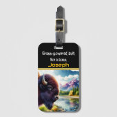 Majestic Buffalo am ruhigen Fluss bei Sonnenaufgan Gepäckanhänger (Vorderseite Vertikal)