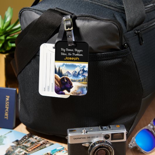 Majestic Buffalo am Serengebirge Gepäckanhänger (Vorderseite & Rückseite)