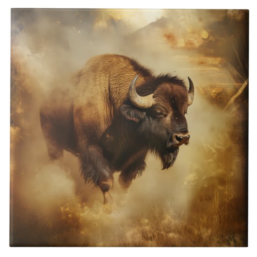 Majestic Buffalo, Bison Tile, Trivet Fliese (Vorderseite)