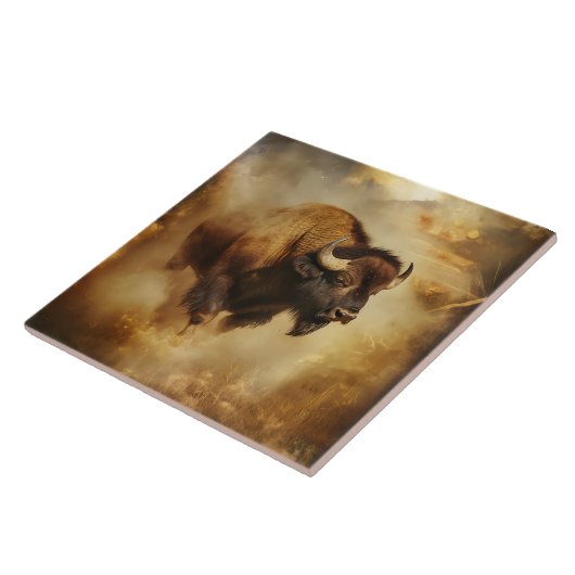 Majestic Buffalo, Bison Tile, Trivet Fliese (Seite)