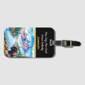 Majestic Buffalo in der Nähe eines Serengebirges Gepäckanhänger (Vorderseite (Horizontal))