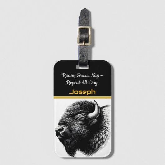 Majestic Buffalo Nah-up in Naturlandschaft Gepäckanhänger (Vorderseite Vertikal)