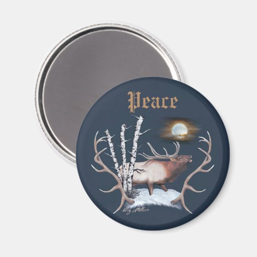 Majestic Bull Elk Magnet (Vorderseite/Rückseite)