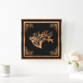 Majestic Bull Elk Quadratische Wanduhr (Zuhause)