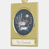 Majestic Bull Elk schluckt im Mondlicht Banner-Ornament Gold (Links)