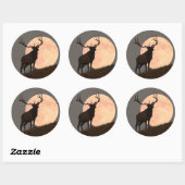 Majestic Bull Elk und Vollmond-Aufstieg Runder Aufkleber (Blatt)