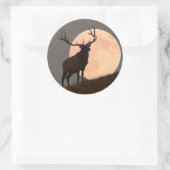 Majestic Bull Elk und Vollmond-Aufstieg Runder Aufkleber (Tasche)