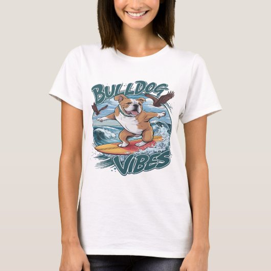 Majestic Bulldog Surfer T-Shirt (Vorderseite)