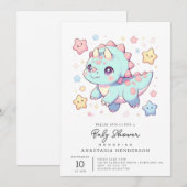 Majestic Cartoon Dinosaur Babydusche Einladung (Vorne/Hinten)