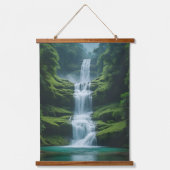 Majestic Cascade: mehrstufiger Wasserfall Wandteppich Mit Holzrahmen (Vorderseite)