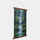 Majestic Cascade: mehrstufiger Wasserfall Wandteppich Mit Holzrahmen (Gewinkelt)