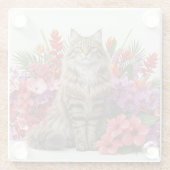 Majestic Cat Tropical Glass Untersetzer Design. (Rückseite)