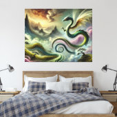 Majestic Celestial Dragon über Fantasy Mountains Leinwanddruck (Insitu (Schlafzimmer))