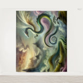 Majestic Celestial Dragon über Fantasy Mountains Wandteppich (Vorderseite)