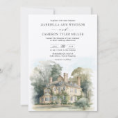 Majestic Chateau English Manor Hochzeit in Urlaubs Einladung (Vorderseite)