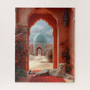 Majestic Cheetah in einem marokkanischen Wüstenpal Puzzle