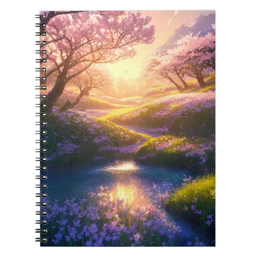Majestic Cherry Blossom Meadow Notizblock (Vorderseite)