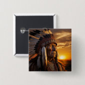 Majestic Chief Indian in Wild West Button (Vorne & Hinten)
