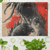 Majestic Chinese Dragon mit Red Ink Spritzer Geschirrtuch (Gefaltet)