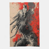 Majestic Chinese Dragon mit Red Ink Spritzer Geschirrtuch (Vertikal)