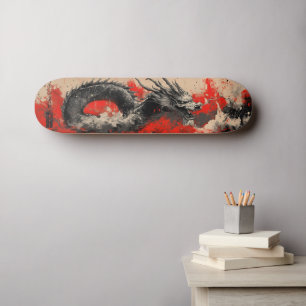 Majestic Chinese Dragon mit Red Ink Spritzer Skateboard