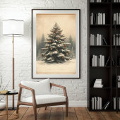 Majestic Christmas Tree in Snowy Glade Poster