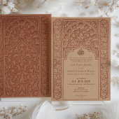 Majestic Cinnamon Lace Wedding Islamic Design Einladung