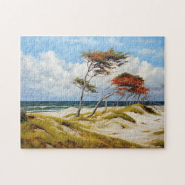 Majestic Coastal Guardians: Wind-Sculpted Beech Tr Puzzle