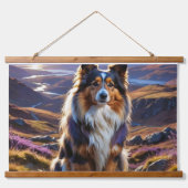 ✨ "Majestic Collie Dreams: Luxuriöse Tapisserien a Wandteppich Mit Holzrahmen (Vorderseite)