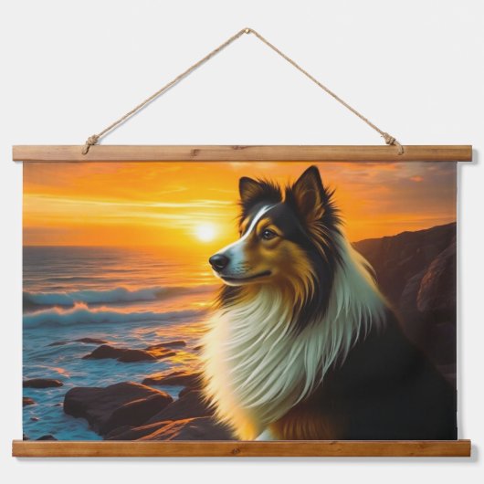 ✨ "Majestic Collie Dreams: Luxuriöse Tapisserien a Wandteppich Mit Holzrahmen (Vorderseite 2)