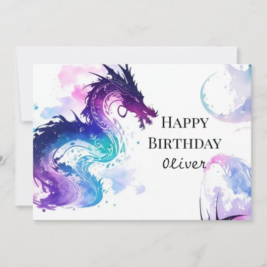 Majestic Colorful Dragon Birthday Karte (Vorderseite)