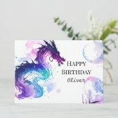 Majestic Colorful Dragon Birthday Karte (Stehend Vorderseite)