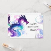 Majestic Colorful Dragon Birthday Karte (Vorderseite/Rückseite Beispiel)