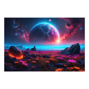 Majestic Cosmic Fantasy Landscape Vibranly Fotodruck