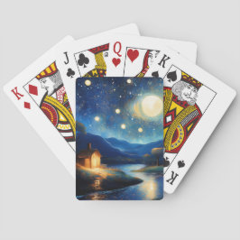 Majestic Cottage Under Moon Playing Cards Spielkarten