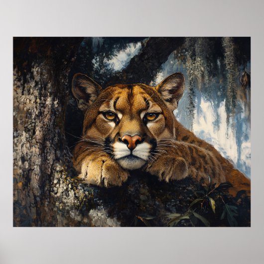 Majestic Cougar in Forest Poster (Vorne)