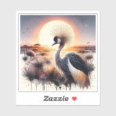 Majestic Crane in Sunset über afrikanischer Landsc Aufkleber (Blatt)