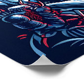 Majestic Crimson Navy Viking in Moonlight Poster (Ecke)