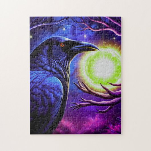 Majestic Crow mit Blick auf den Glühen Puzzle (Vertikal)