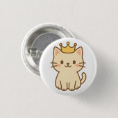 Majestic Cudly Cat mit einer Krone Button (Vorne & Hinten)
