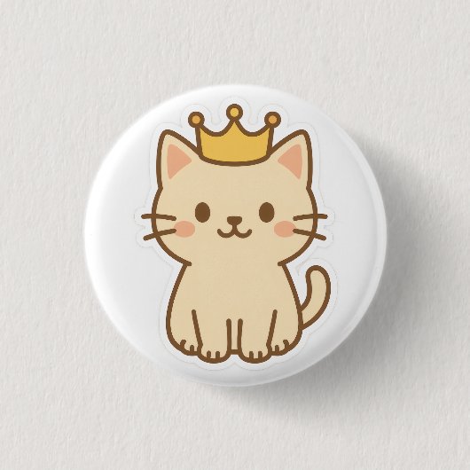 Majestic Cudly Cat mit einer Krone Button (Vorderseite)