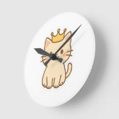 Majestic Cudly Cat mit einer Krone Runde Wanduhr (Winkel)