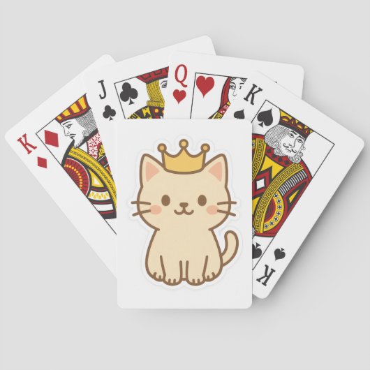 Majestic Cudly Cat mit einer Krone Spielkarten (Rückseite)