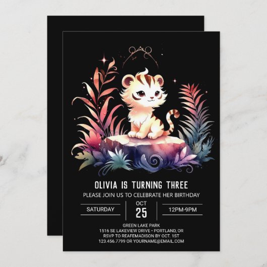 Majestic Custom Tiger Birthday Einladung (Vorne/Hinten)