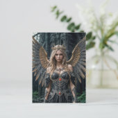 Majestic Dark Angel with Golden Wings Postkarte (Stehend Vorderseite)