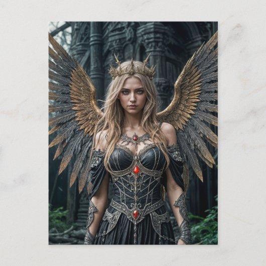 Majestic Dark Angel with Golden Wings Postkarte (Vorderseite)