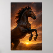 Majestic Dark Bay Horns Aufzucht in Crimson Light Poster (Vorne)