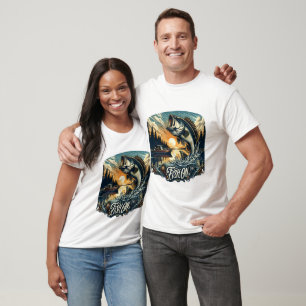 Majestic Dawn holt einen Bass-Skyward-Fisch auf T-Shirt